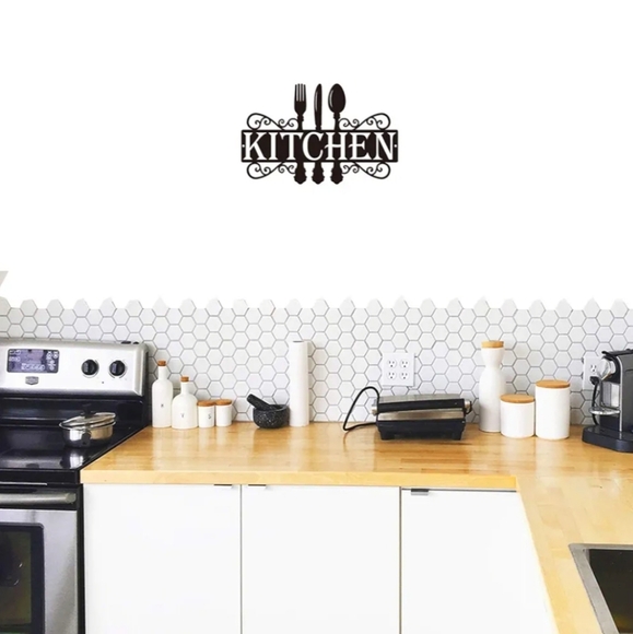 Metal Kitchen Sign, Dining Room Wall Decor Kitchen Word Art Farmhouse Cooking - Picture 3 of 7